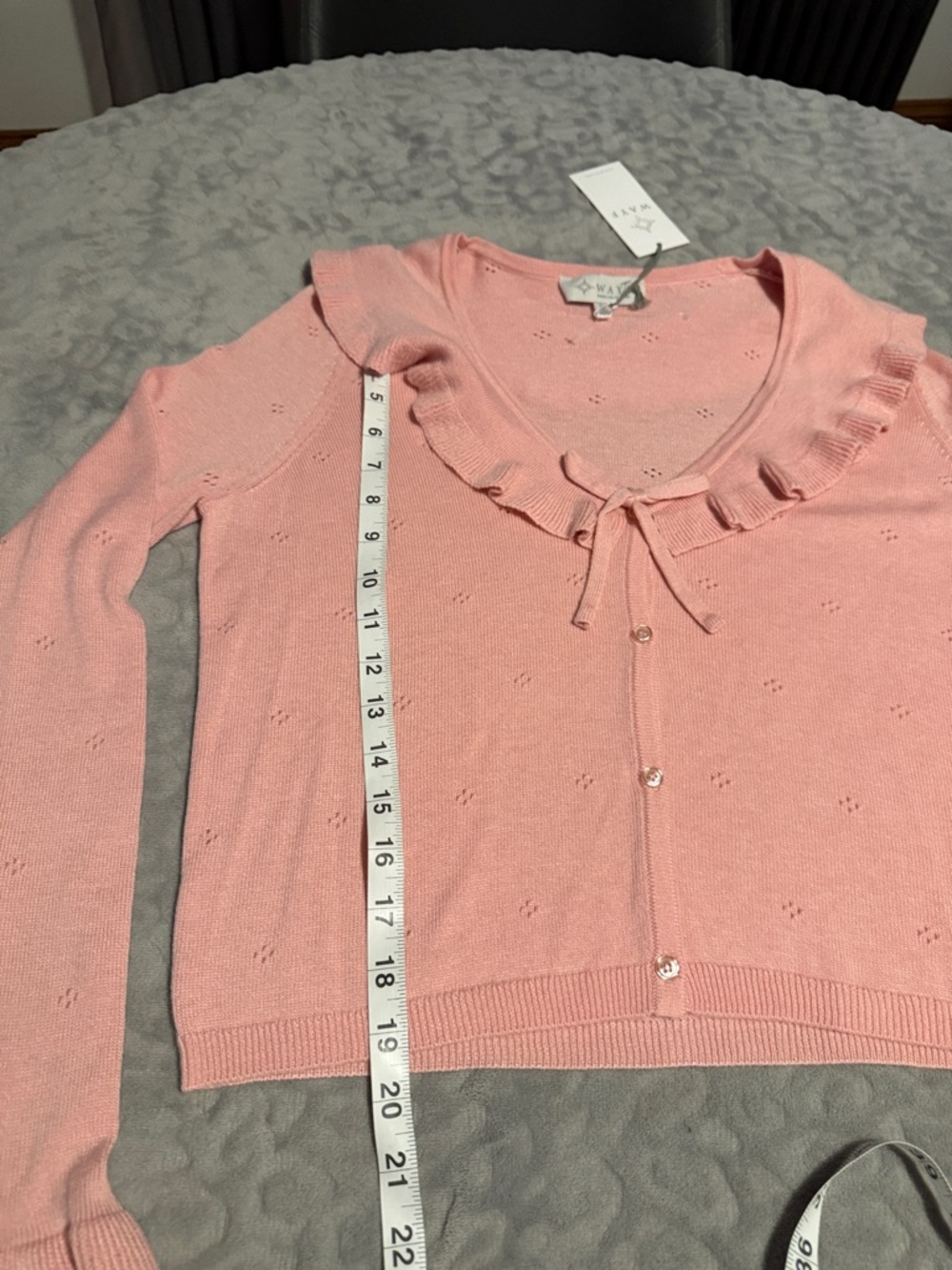 Wayf Blush Pink Ruffle-Trim Cropped Cardigan - Picture 6 of 8